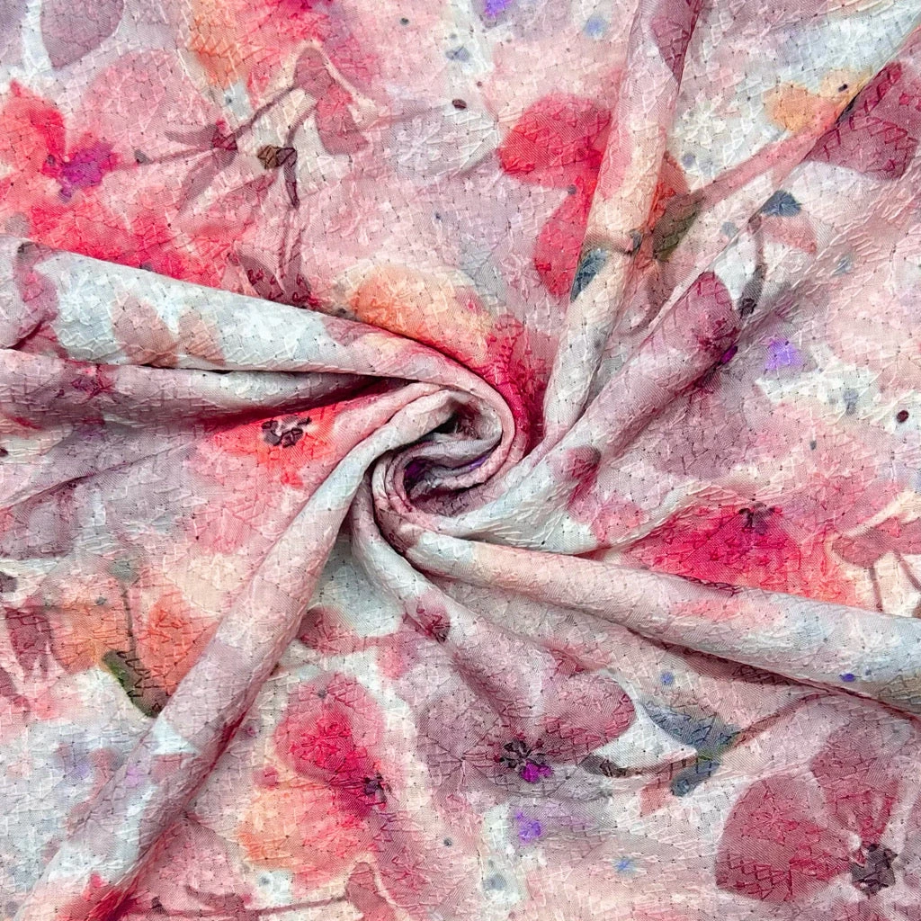 Vibrant Blooms Digital Embroidered Polycotton Fabric 4 Vibrant Blooms Digital Embroidered Polycotton Fabric - Image 4