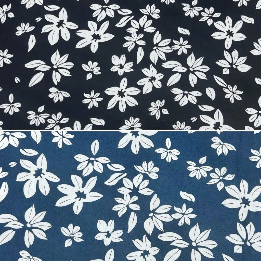 Scattered White Flowers Viscose Challis Fabric 1 Scattered White Flowers Viscose Challis Fabric