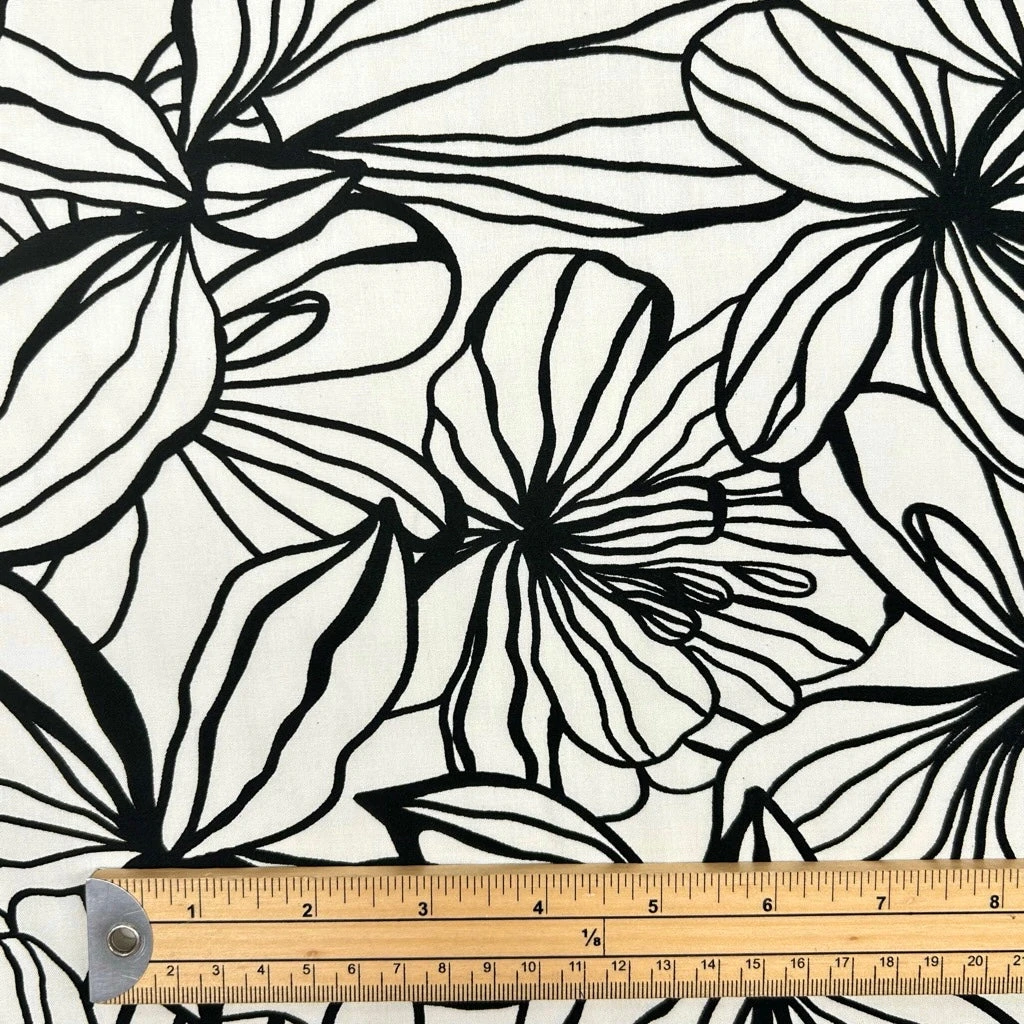 Sketch Bloom On Ivory Viscose Poplin Fabric 3 Sketch Bloom On Ivory Viscose Poplin Fabric - Image 3