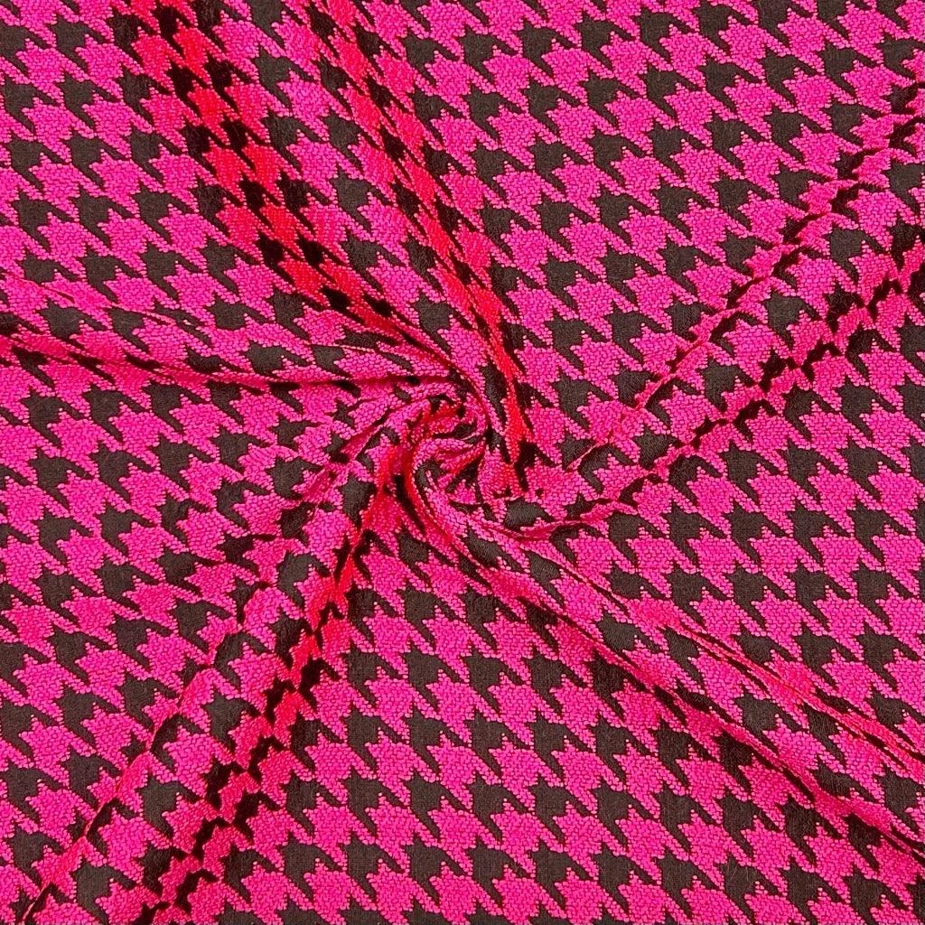 Hot Pink And Black Houndstooth Coating Fabric 3 Hot Pink And Black Houndstooth Coating Fabric - Image 3