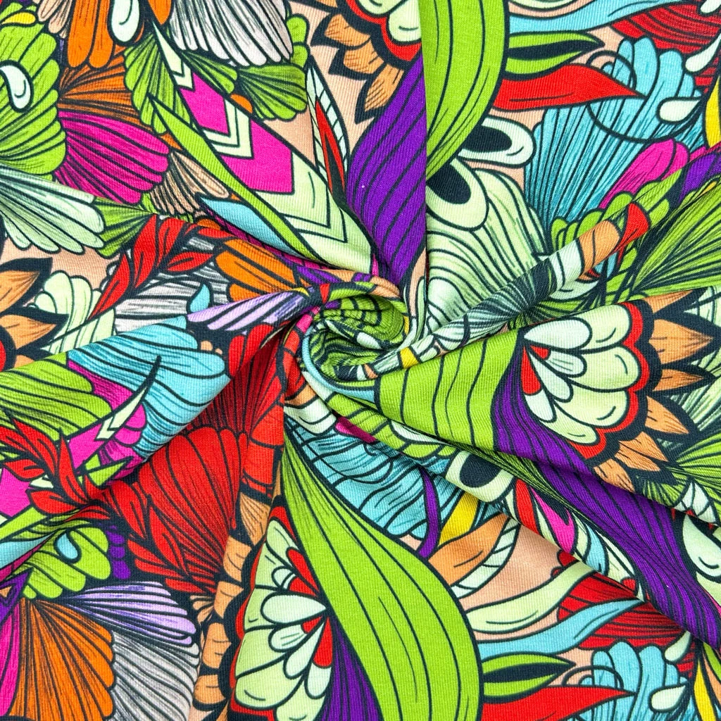 Painted Paradise Viscose Jersey Fabric 2 Painted Paradise Viscose Jersey Fabric - Image 2