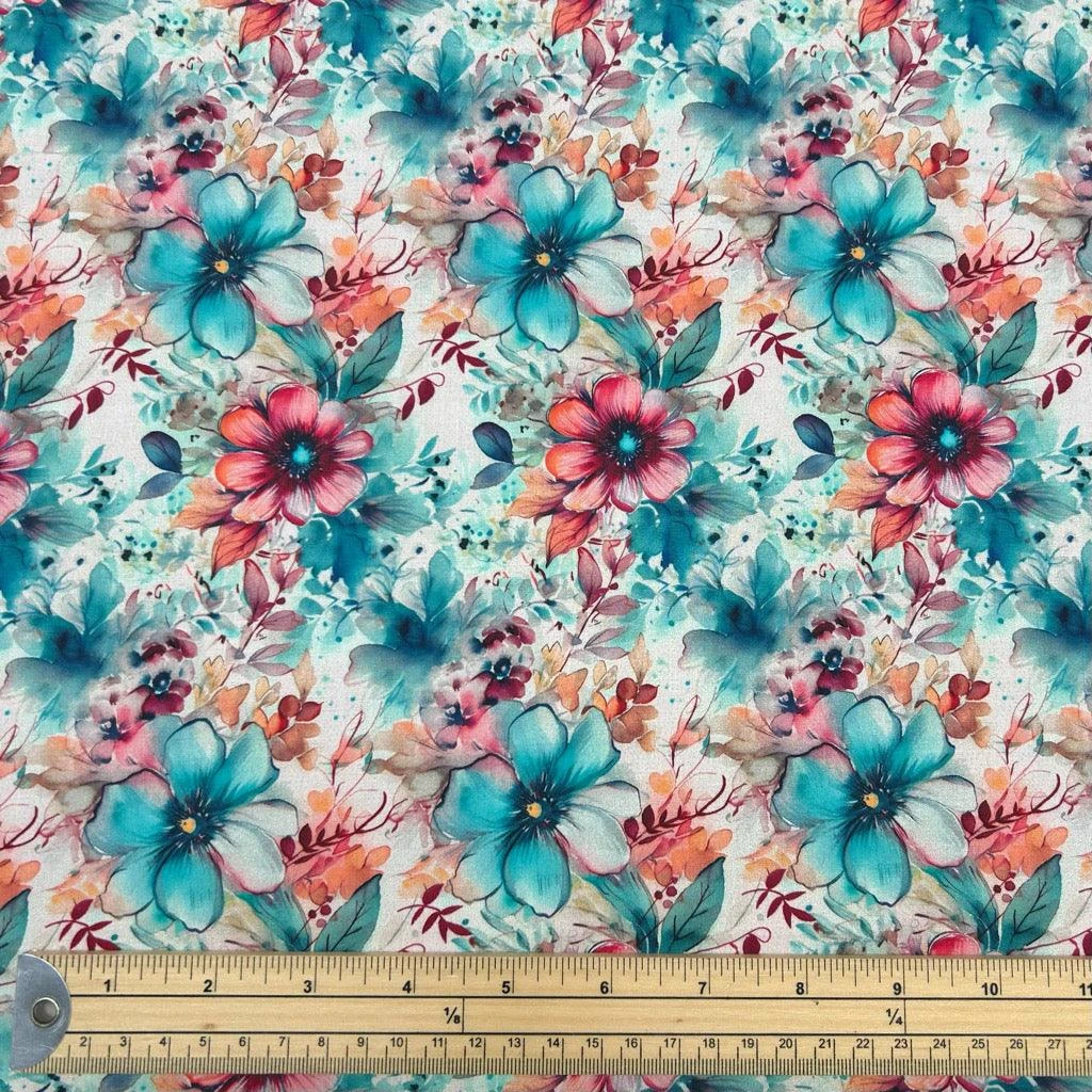 Warm Floral Viscose Challis Fabric 2 Warm Floral Viscose Challis Fabric - Image 2