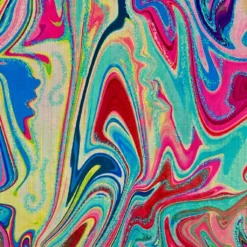 Colourful Marble Faux Silk Fabric