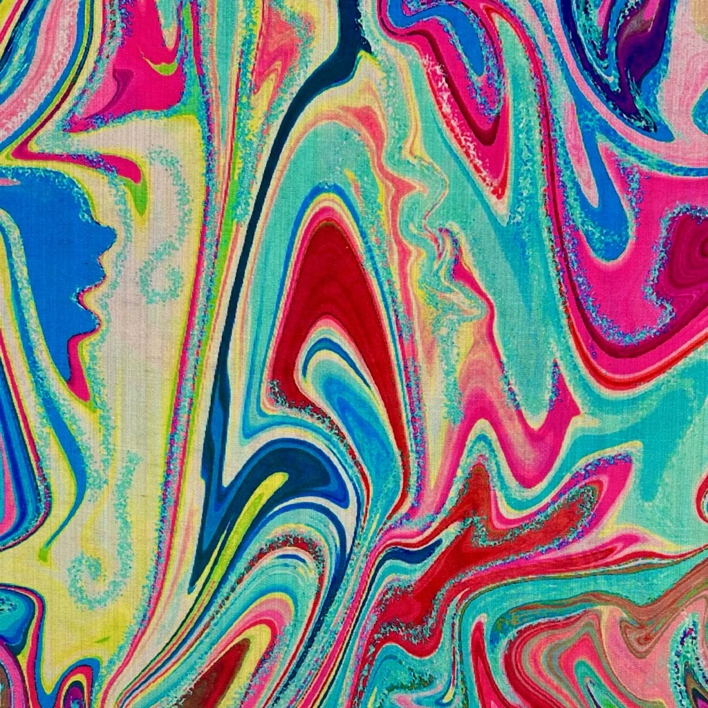 Colourful Marble Faux Silk Fabric 1 Colourful Marble Faux Silk Fabric