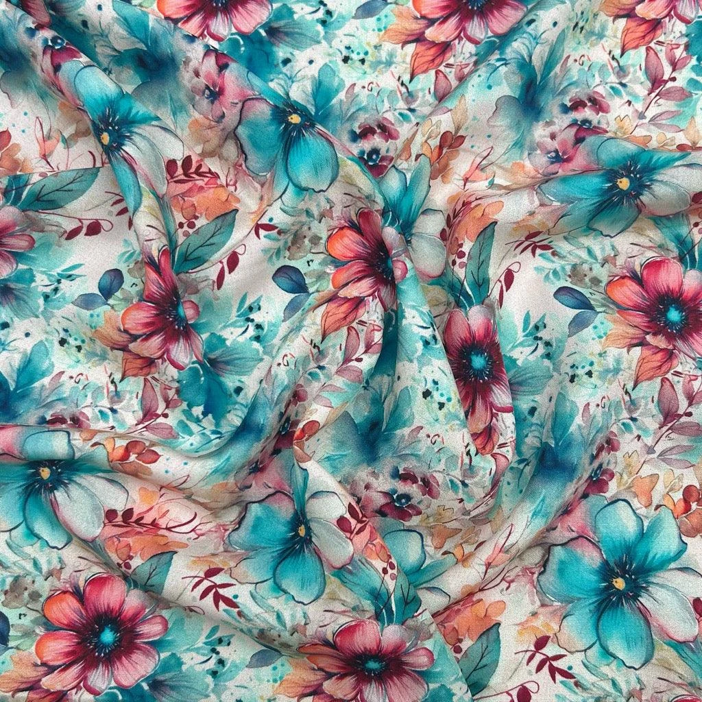 Warm Floral Viscose Challis Fabric 3 Warm Floral Viscose Challis Fabric - Image 3