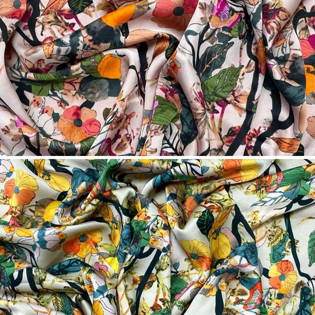 Elegant Botanica Satin Fabric 1 Elegant Botanica Satin Fabric