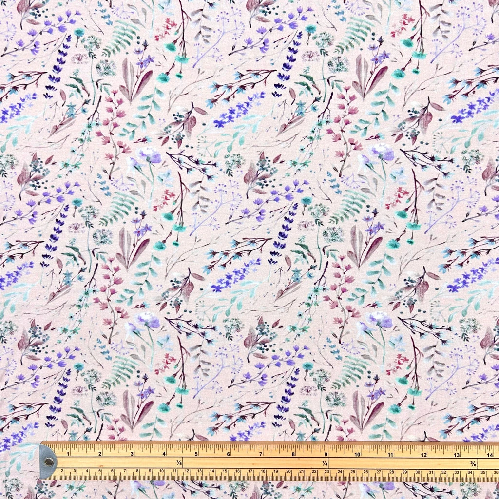 Floral Canvas Cotton Jersey Fabric 2 Floral Canvas Cotton Jersey Fabric - Image 2