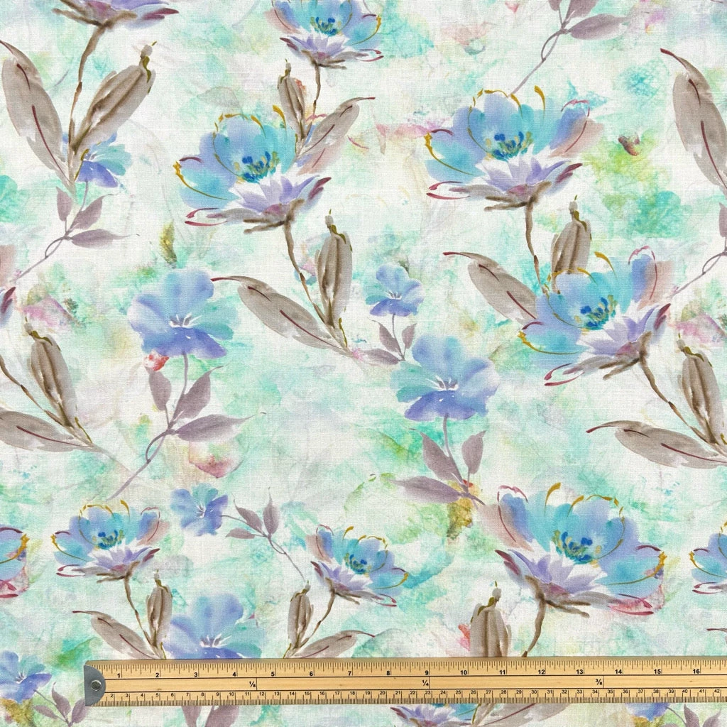 Soft Blossoms Linen Look Viscose Fabric 2 Soft Blossoms Linen Look Viscose Fabric - Image 2