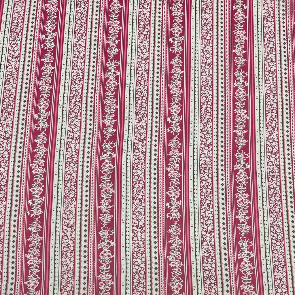 Floral Stripes Viscose Challis Fabric 3 Floral Stripes Viscose Challis Fabric - Image 3