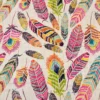 Rainbow Feathers Faux Silk Fabric