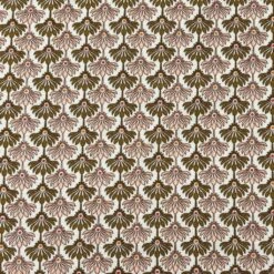 Static Flowers On Ivory Linen Viscose Fabric