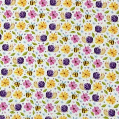 Bee And Snail Garden Brushed Cotton Fabric