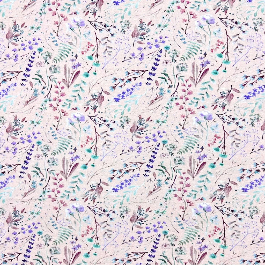 Floral Canvas Cotton Jersey Fabric 3 Floral Canvas Cotton Jersey Fabric - Image 3