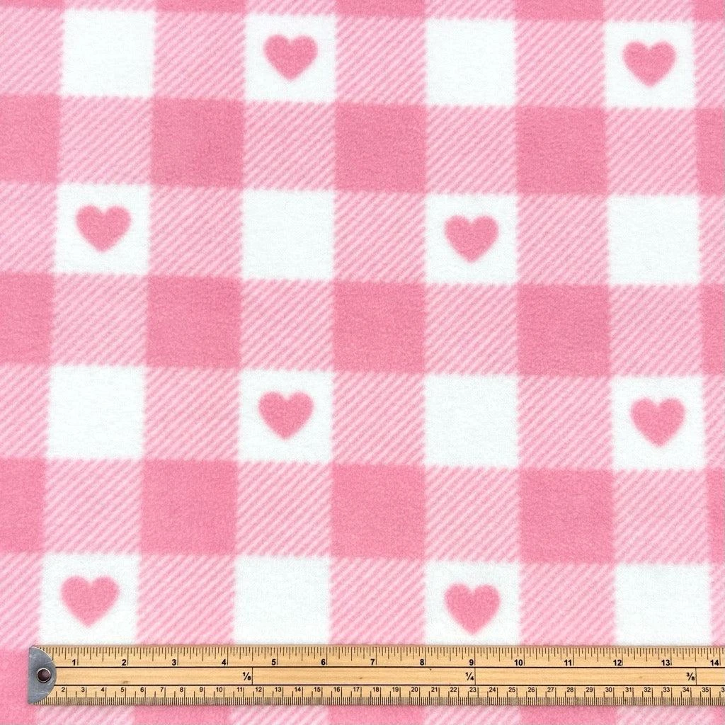 Hearts In Squares Anti Pill Polar Fleece Fabric 2 Hearts In Squares Anti Pill Polar Fleece Fabric - Image 2