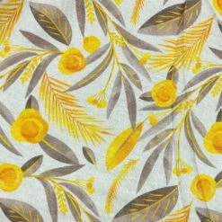 Yellow Meadow Viscose Linen Fabric