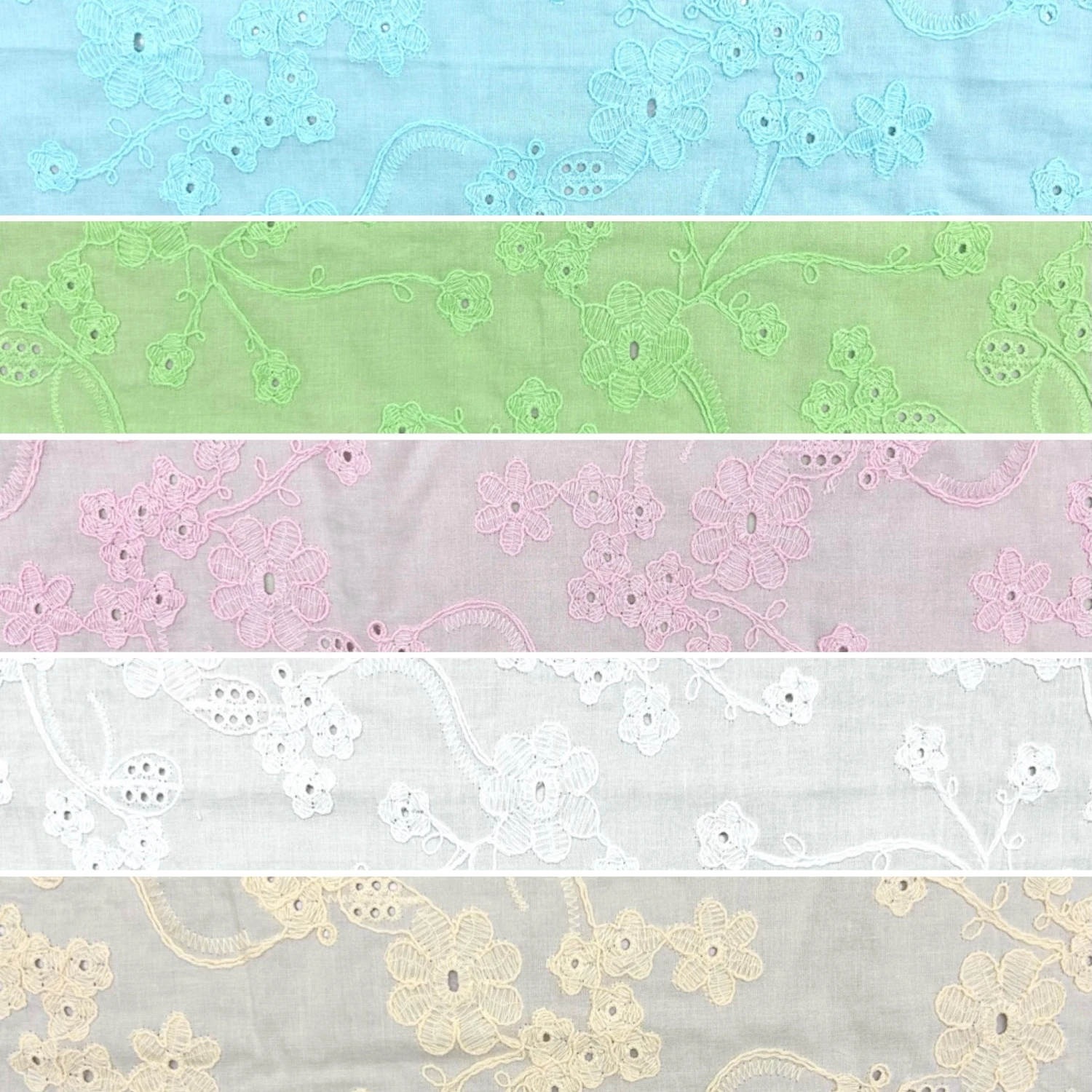 Floral Perfection Embroidered Cotton Fabric 1 Floral Perfection Embroidered Cotton Fabric