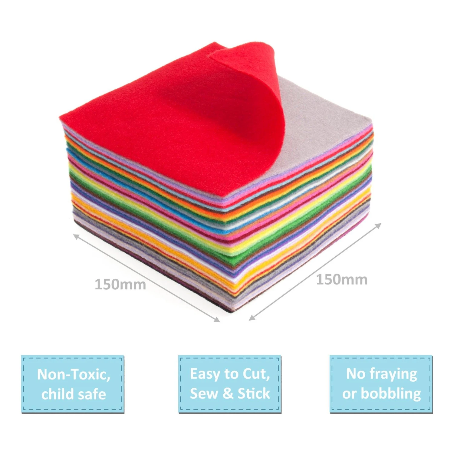 Trimits Assorted Felt Squares - 15 X 15cm - Pack Of 42 1 Trimits Assorted Felt Squares - 15 X 15cm - Pack Of 42