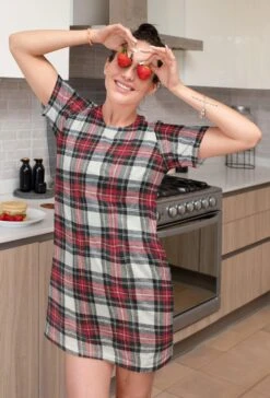 Red & White Checkered Brushed Cotton Fabric -Ernst Fabric Store Red white checkered brushed cotton