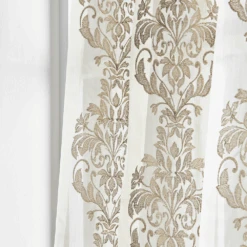 Floral Sheer Embroidery Curtain Voile Fabric -Ernst Fabric Store Seraphina Natural