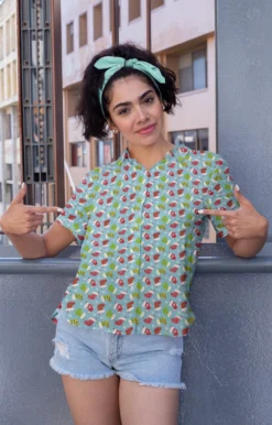 Xmas Stockings On Blue Polycotton Fabric -Ernst Fabric Store XMAS STOCKINGS