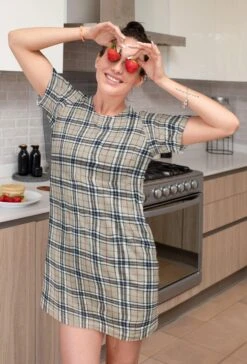 Beige Checkered Design Brushed Cotton Fabric 5 Beige Checkered Design Brushed Cotton Fabric -Ernst Fabric Store beige checkered design tartan brushed cotton