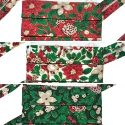 Holly & Flowers Cotton Bias Binding Tape - 5 Metres