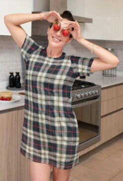 Black/Beige Checkered Brushed Cotton Fabric -Ernst Fabric Store black beige tartan brushed cotton