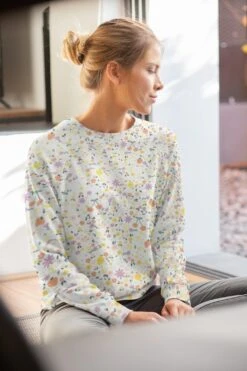 Cute Fruits And Flowers Organic Sweatshirt Fabric 11 Cute Fruits And Flowers Organic Sweatshirt Fabric -Ernst Fabric Store cute fruits flowers sweatshirt