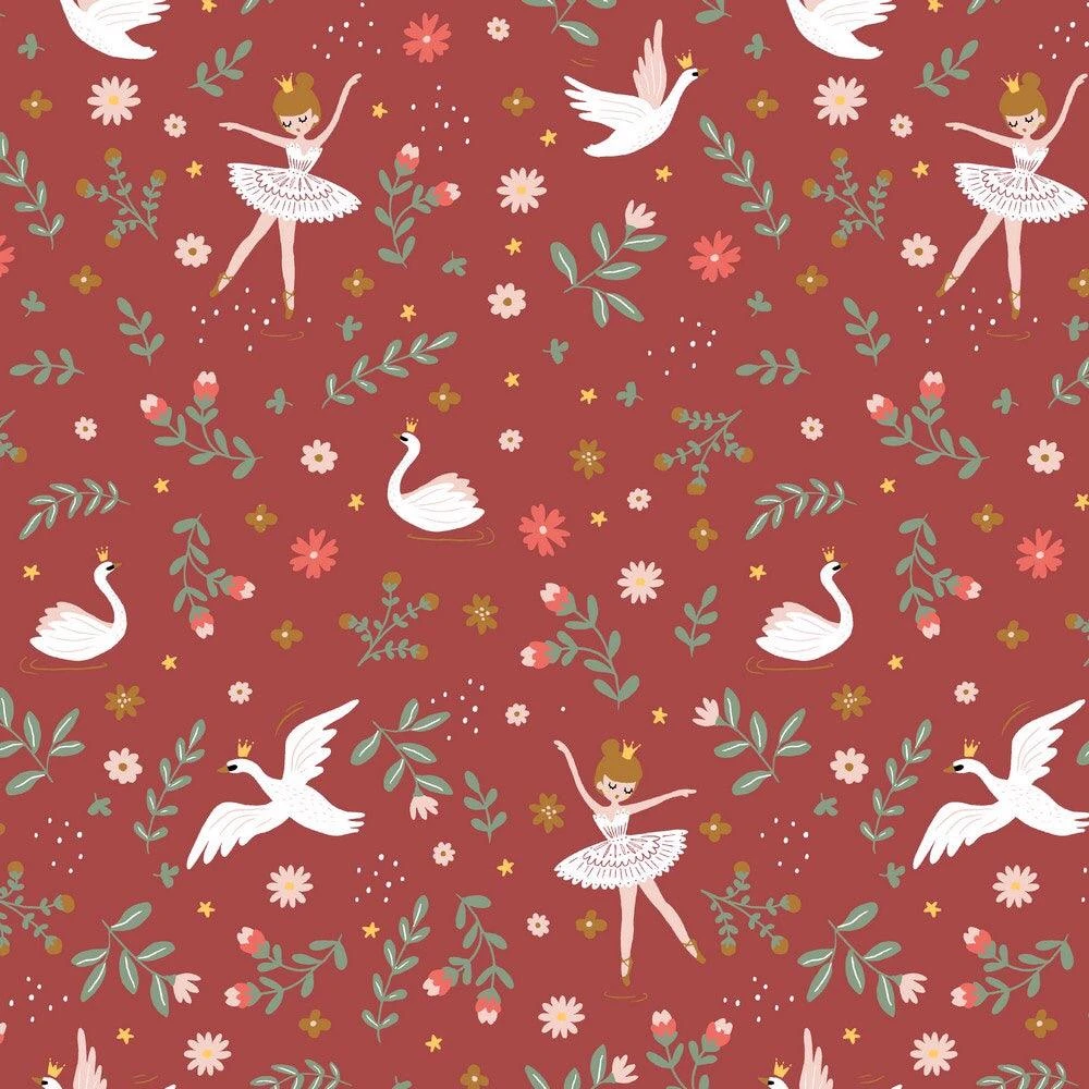 Ballerinas And Swans Organic Sweatshirt Fabric 3 Ballerinas And Swans Organic Sweatshirt Fabric - Image 3