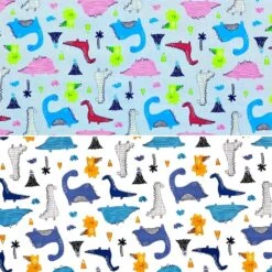 Dino Land Rose & Hubble Cotton Poplin Fabric