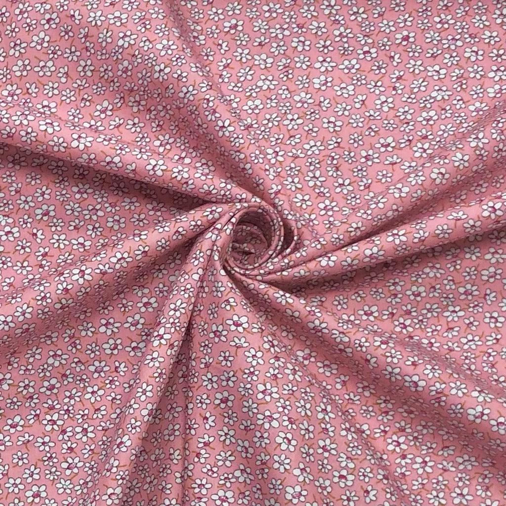 Sketched Mini Flowers Rose & Hubble Cotton Poplin Fabric 5 Sketched Mini Flowers Rose & Hubble Cotton Poplin Fabric - Image 5