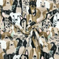Dogs On Beige Anti Pill Polar Fleece Fabric
