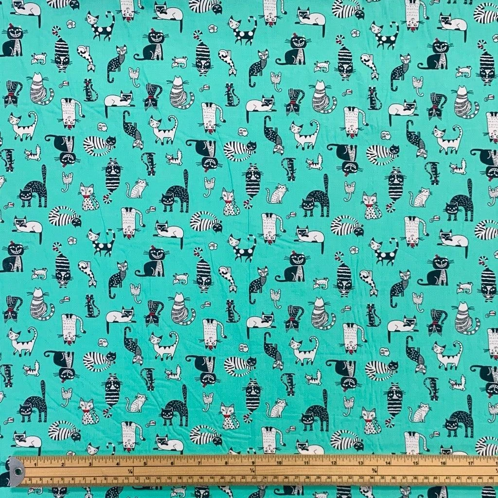 All Over Cats Rose & Hubble Cotton Poplin Fabric 2 All Over Cats Rose & Hubble Cotton Poplin Fabric - Image 2