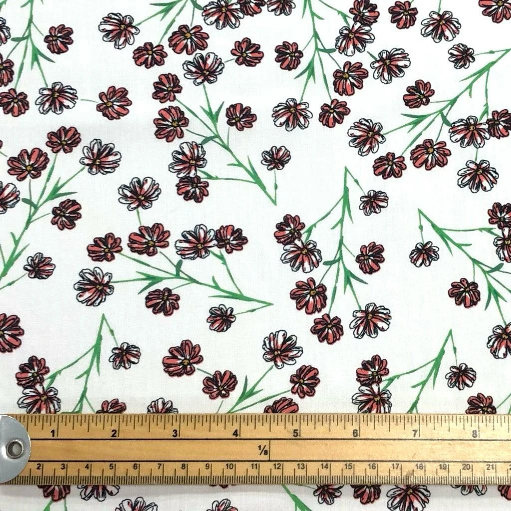 Flowers With Stems Viscose Fabric 2 Flowers With Stems Viscose Fabric - Image 2