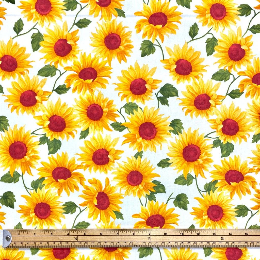 Sunflowers Rose & Hubble Cotton Poplin Fabric 2 Sunflowers Rose & Hubble Cotton Poplin Fabric - Image 2