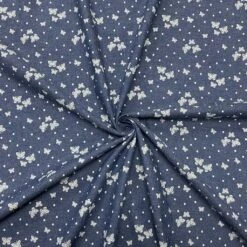 Mini Butterflies And Dots Chambray Denim Fabric