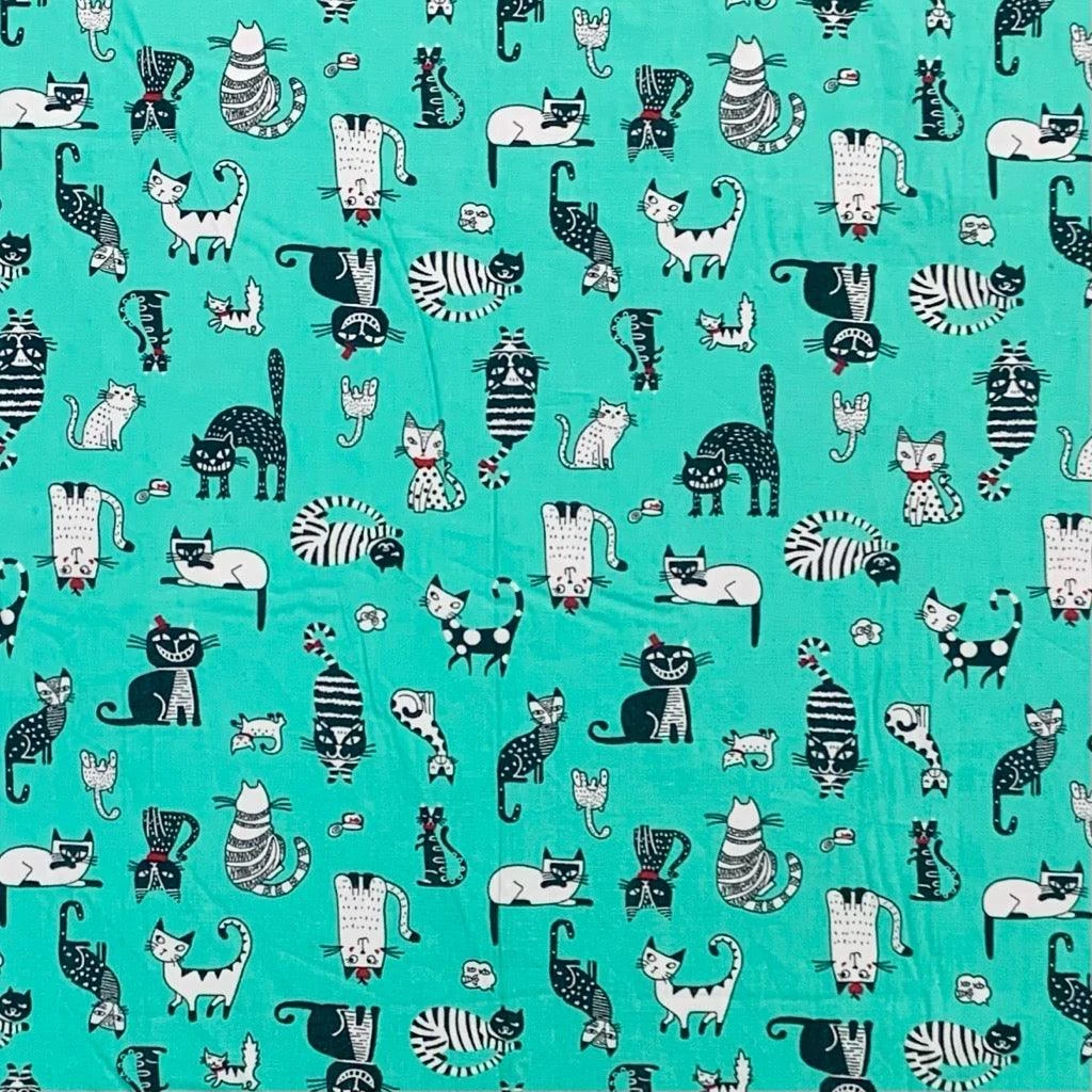 All Over Cats Rose & Hubble Cotton Poplin Fabric 6 All Over Cats Rose & Hubble Cotton Poplin Fabric - Image 6