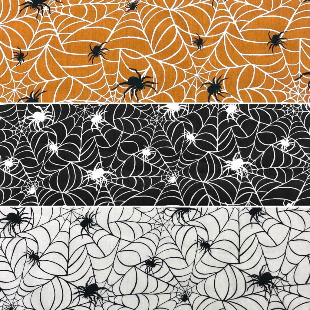 Spider Webs Halloween Polycotton Fabric 1 Spider Webs Halloween Polycotton Fabric