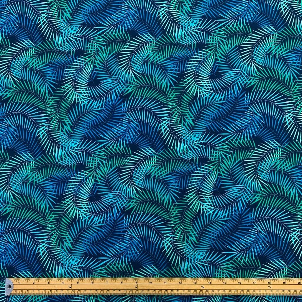 Tropical Fern Leaves Rose & Hubble Cotton Poplin Fabric 2 Tropical Fern Leaves Rose & Hubble Cotton Poplin Fabric - Image 2