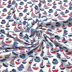 Boats At Sea Polycotton Fabric