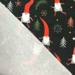 Christmas Gnomes On Black French Terry Fabric -Ernst Fabric Store image 39058f60 db68 4569 9271 06d9643523ca