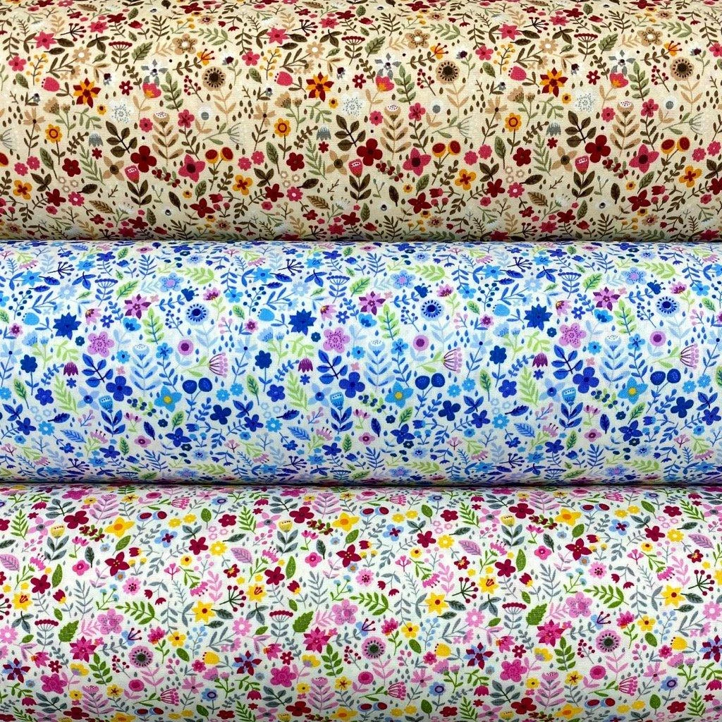 Spring Floral Rose & Hubble Cotton Poplin Fabric 1 Spring Floral Rose & Hubble Cotton Poplin Fabric