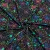 Multicoloured Spider Webs On Black French Terry Fabric