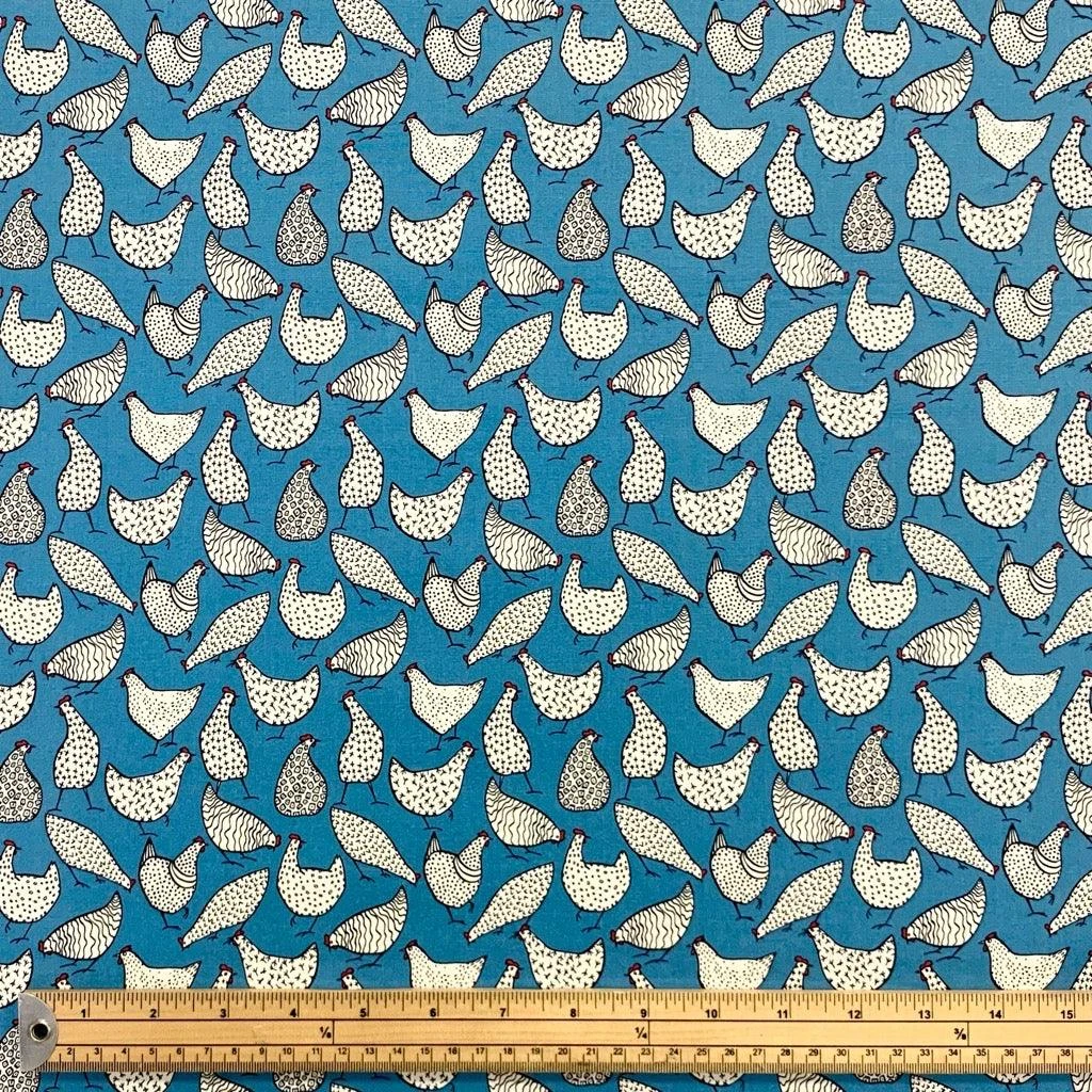 Hens Rose & Hubble Cotton Poplin Fabric 2 Hens Rose & Hubble Cotton Poplin Fabric - Image 2