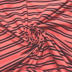 Navy And Bright Pink Double Stripe Cotton Jersey Fabric