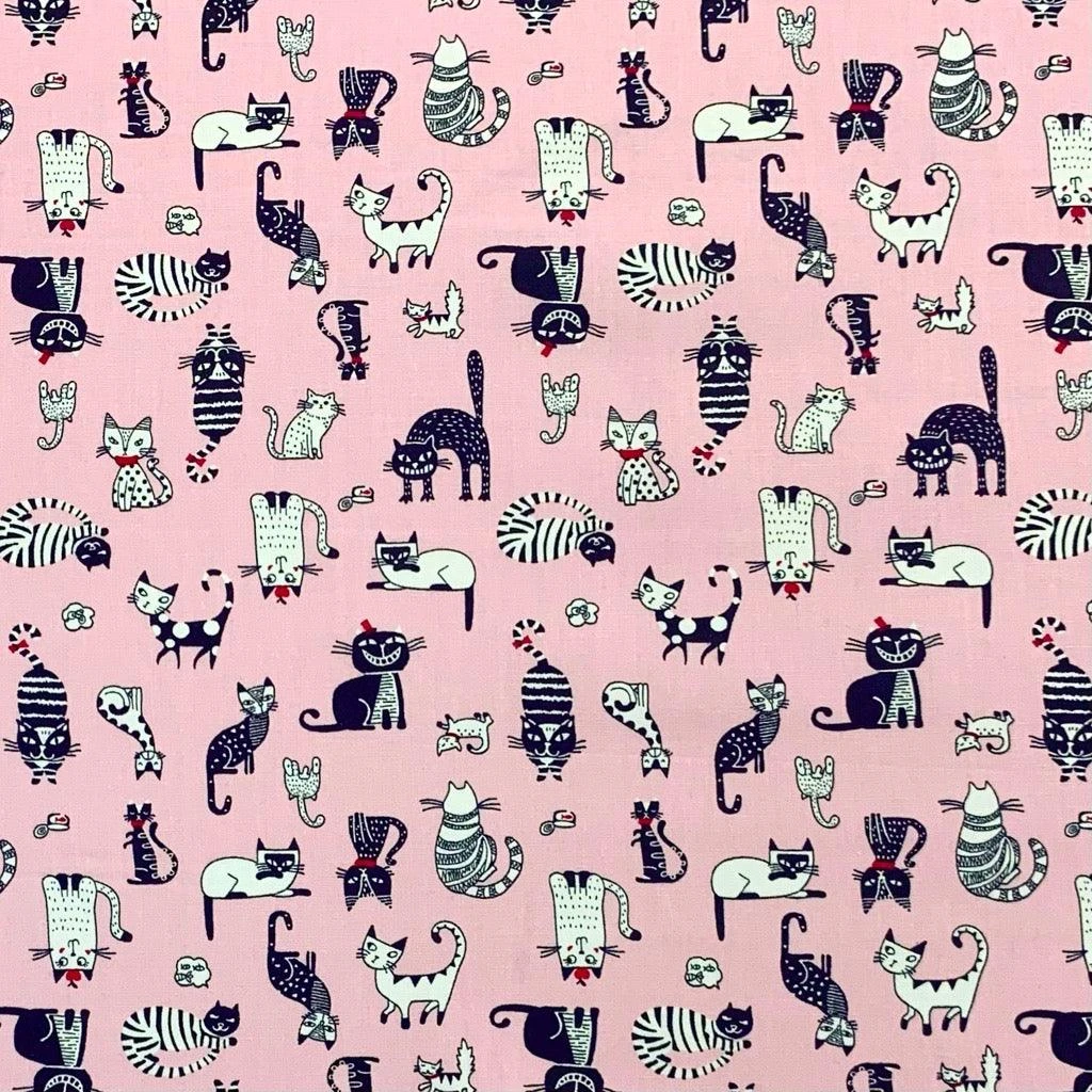 All Over Cats Rose & Hubble Cotton Poplin Fabric 5 All Over Cats Rose & Hubble Cotton Poplin Fabric - Image 5