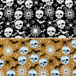 Skulls And Bats Halloween Polycotton Fabric