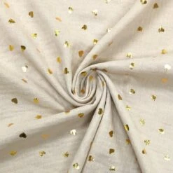 Scattered Hearts Gold Metallic Double Gauze Fabric -Ernst Fabric Store image 4ef81b89 6f5d 4253 9129 4e8e33255875