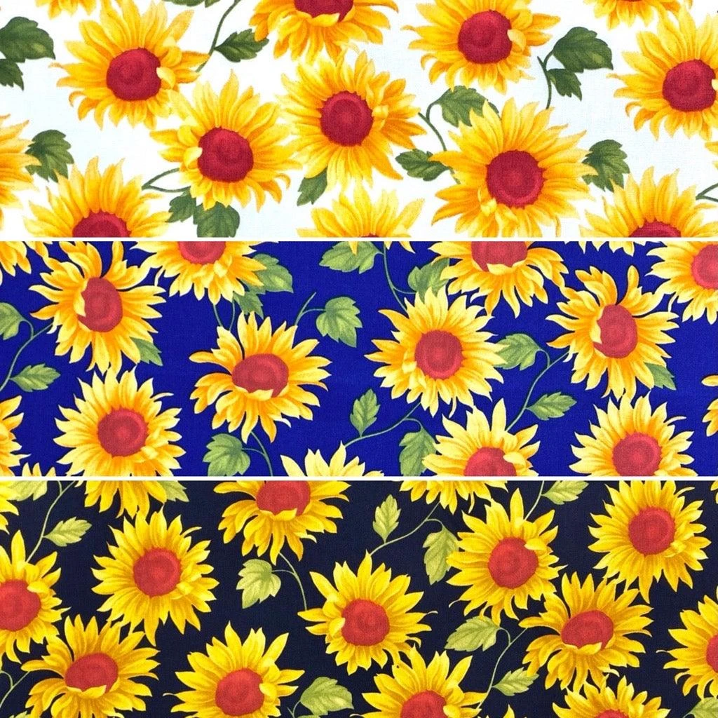 Sunflowers Rose & Hubble Cotton Poplin Fabric 1 Sunflowers Rose & Hubble Cotton Poplin Fabric