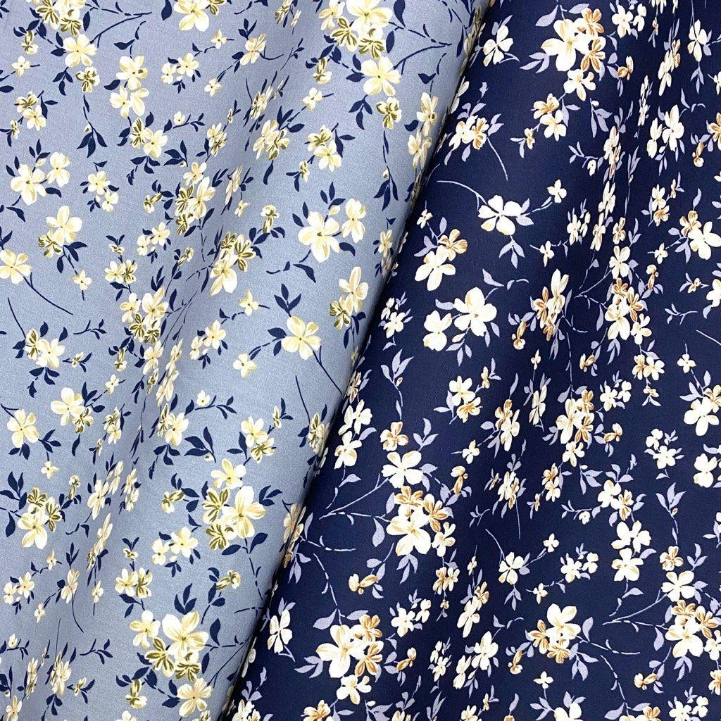 Floral Branch Rose & Hubble Cotton Poplin Fabric 1 Floral Branch Rose & Hubble Cotton Poplin Fabric